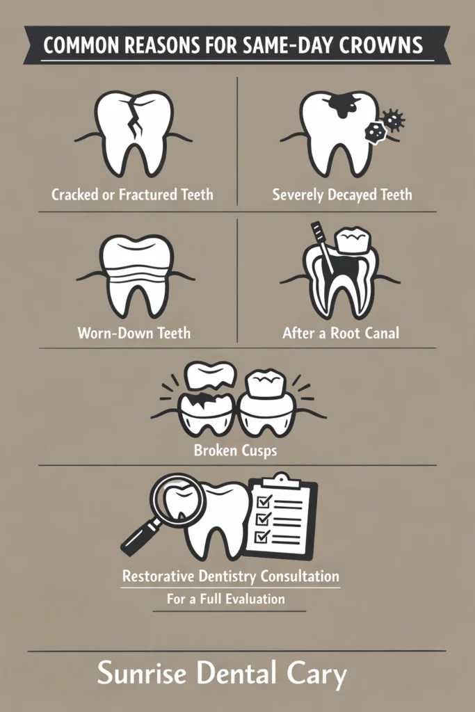 Sunrise Feb Blog Graphic Common Reason For Same Day Crowns